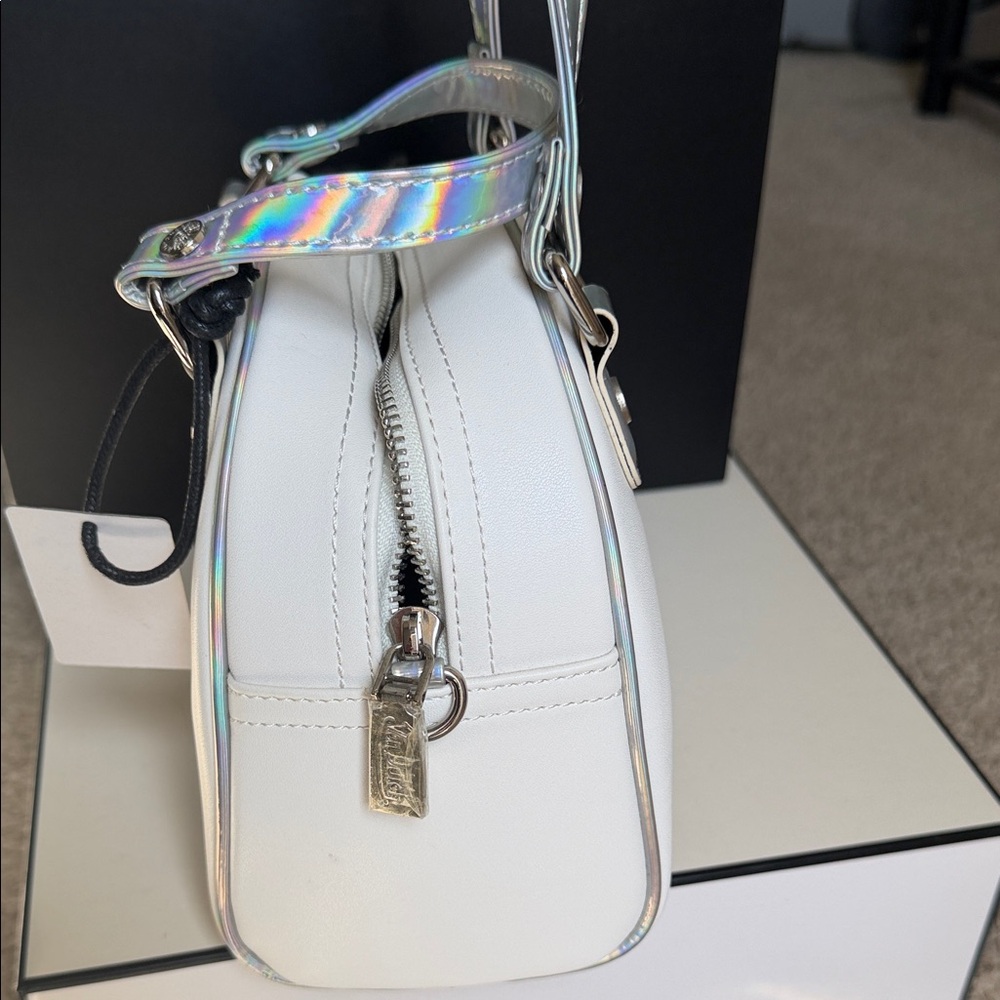 Von Dutch White Mini Dome Bag with Iridescent Handles - Picture 5 of 10